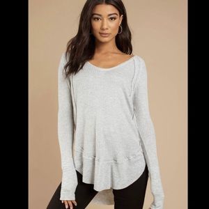 Free people Catalina long sleeve waffle, gray xs
